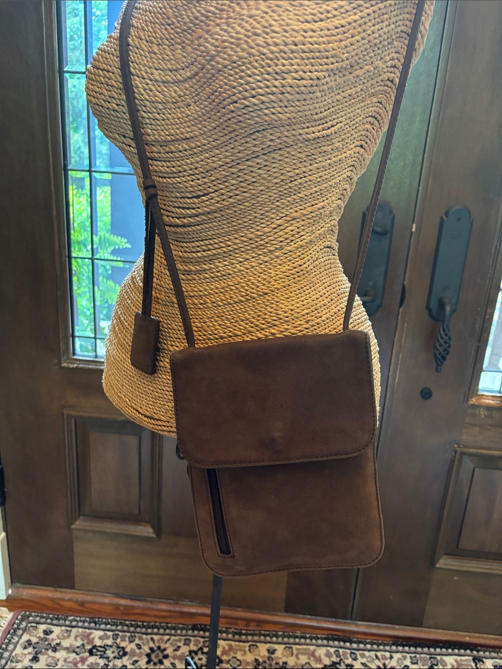 Nine West distressed, leather, Crossbody brow, purse